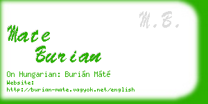 mate burian business card