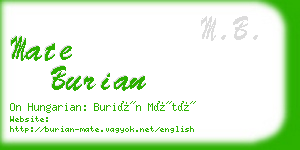 mate burian business card
